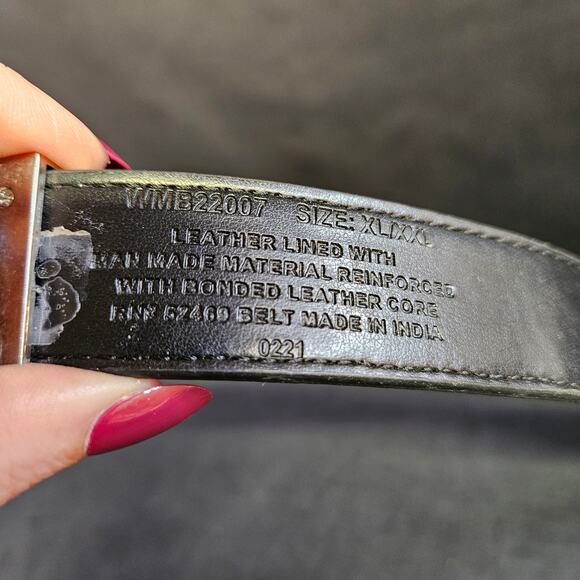 Light Brown Leather Belt Men's Size XL/XXL Silver Buckle Casual Everyday - Picture 3 of 6